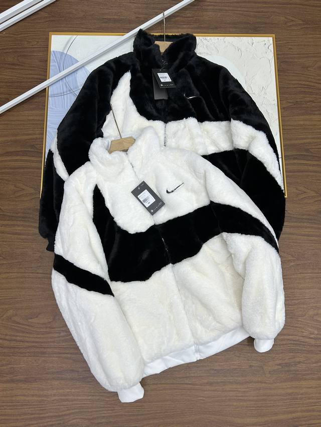 25Ss New Stand Collar Unisex Autumn/Winter New Style Rabbit Fur Reversible Nike