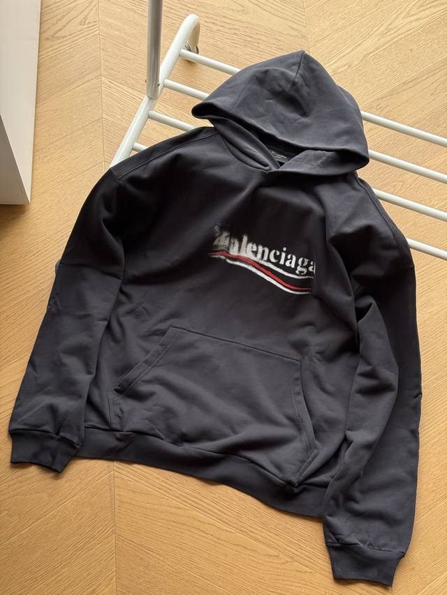 Top-quality Balenciaga blurred logo letter print hooded long-sleeved sweatshirt