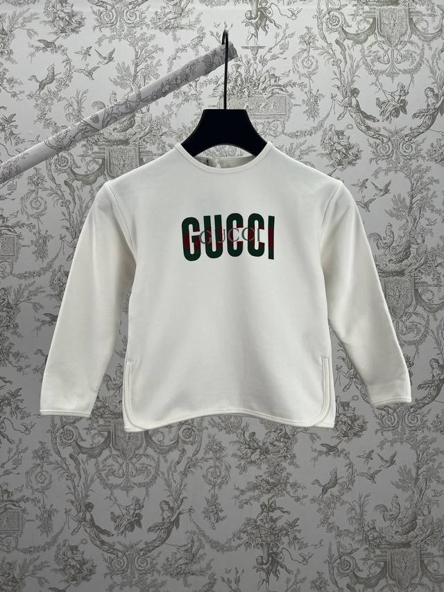 Gucci 25Ss New Children's Printed Cotton Crew Neck Long-Sleeve Shirt. From exqui