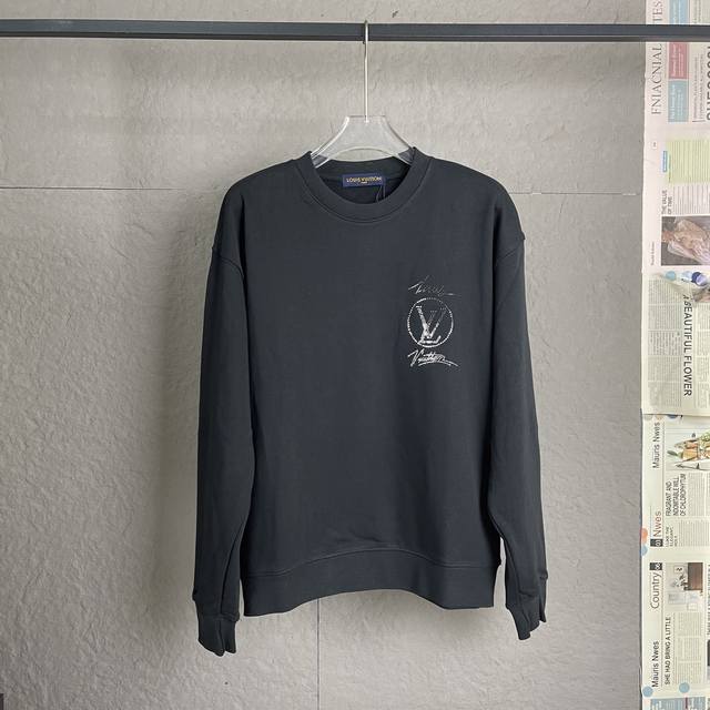 Louis Vuitton Rhinestone Crew Neck Sweatshirt. High-weight ribbed neckline and c