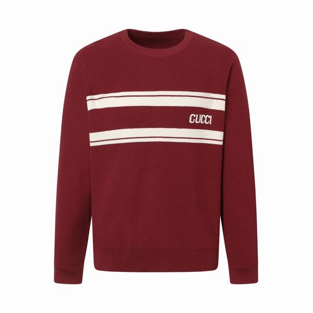 Gucci Logo Jacquard Knit Long-Sleeve Crew Neck Sweater - Focus on Details and Qu