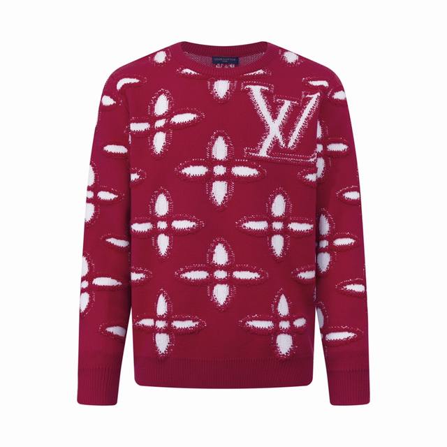 Louis Vuitton Crew Neck Pullover Logo Jacquard Long-Sleeve Sweater - Focus on De