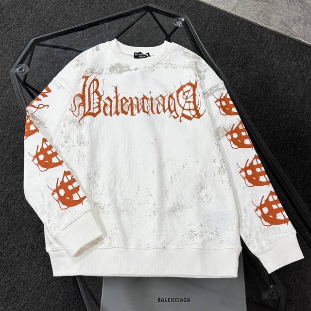Balenciaga 25 High-Quality Crew Neck Sweatshirt, Drop-Shoulder Loose Fit, 380g C