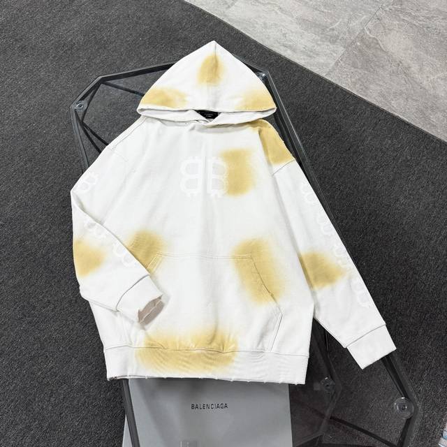 Balenciaga 25th generation high-quality hooded sweatshirt, drop-shoulder loose f