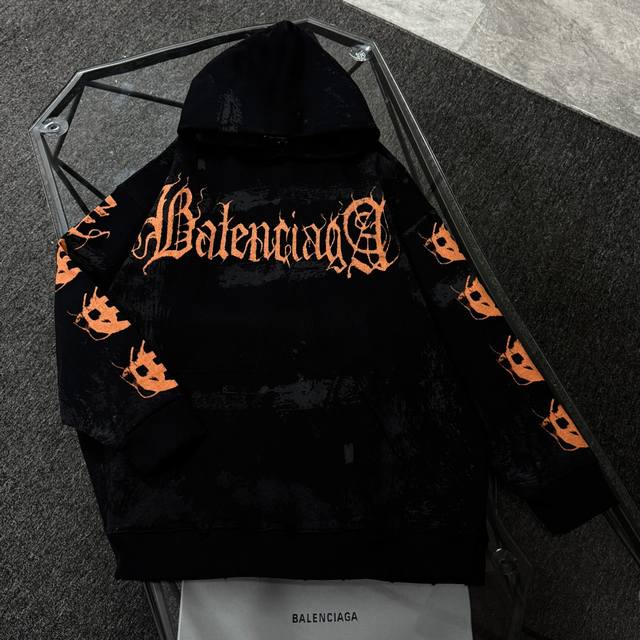 Balenciaga 25 High-Quality Hoodie, Drop-Shoulder Loose Fit, 480g Cotton Fabric,