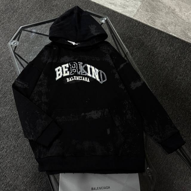 Balenciaga 25th generation high-quality hooded sweatshirt, drop-shoulder loose f