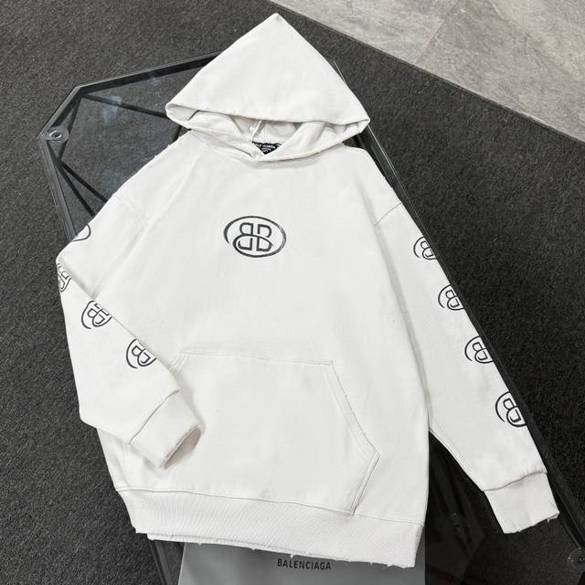Balenciaga 25 High-Quality Hoodie, Drop-Shoulder Loose Fit, 480g Cotton Fabric,