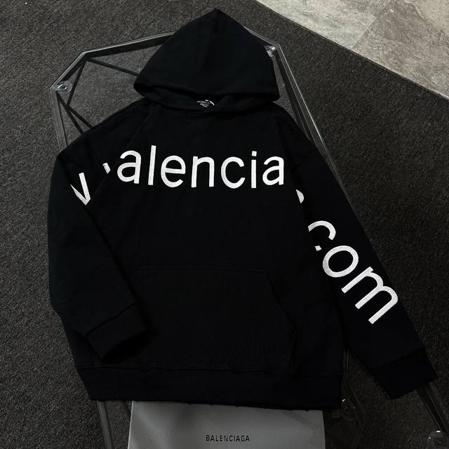 Balenciaga 25th generation high-quality hooded sweatshirt, drop-shoulder loose f