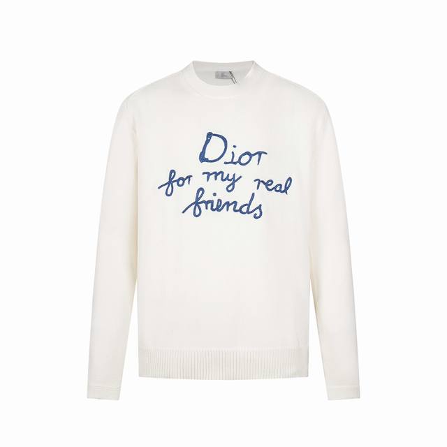 1:1 Original Quality Dior New Embroidered Knit Pullover Crew Neck Sweater Fabric