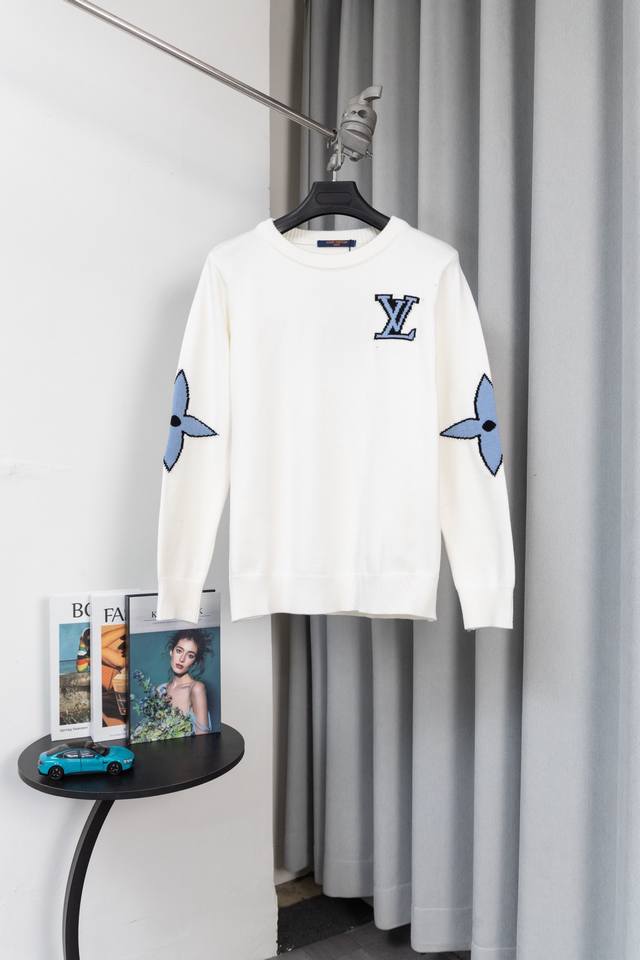 T96#Lv Jacquard Sweater: When the classic monogram pattern meets delicate knitti