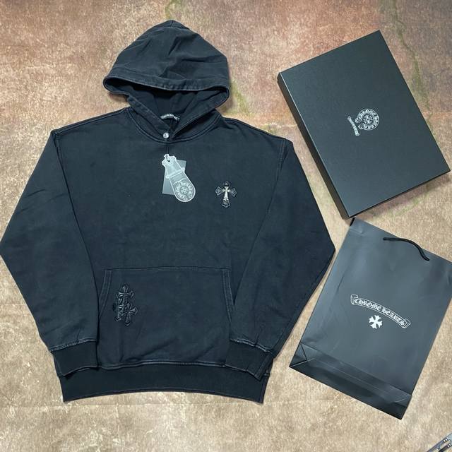 Come Hearts Ch New Washed Rhinestone Horseshoe Couple Casual Hooded Sweatshirt (