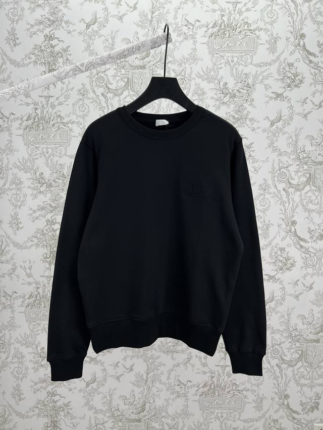 Dior 25Ss New Sweatshirt, Black Cotton Fleece Fabric, Dior Ribbon Logo. This sw
