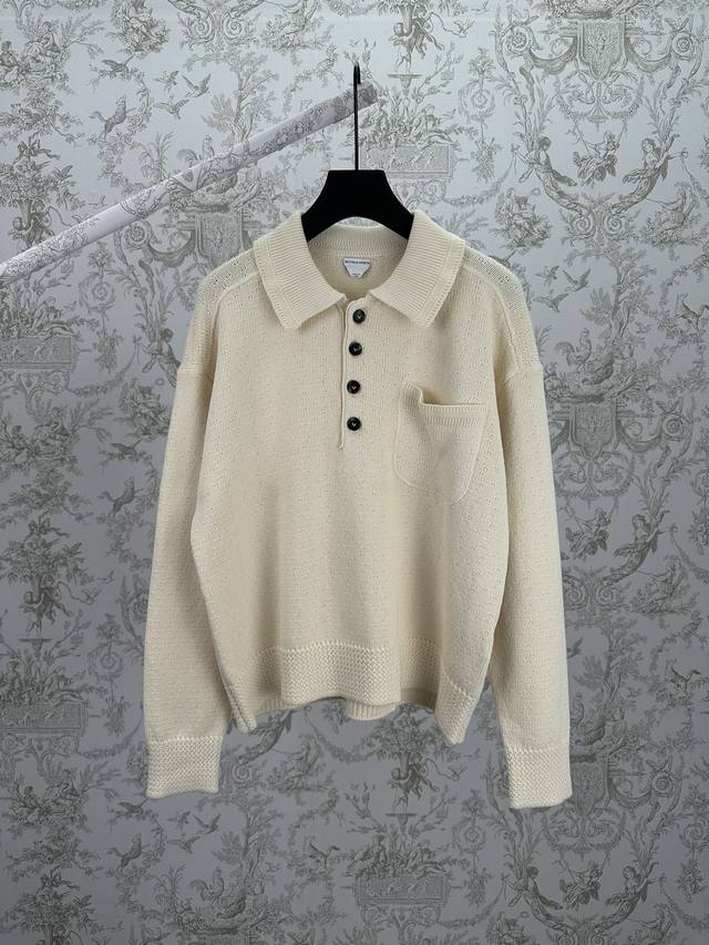 Bv 25Ss New Special Textured Polo Shirt with Sewn-on Pocket on Chest - High-Qual