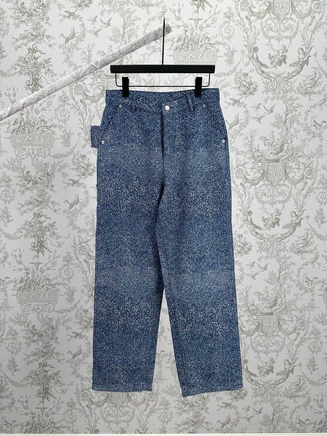 Dior 25Ss New Cargo Jeans, Blue Cotton Jacquard Fabric, Christian Dior Paris Ta