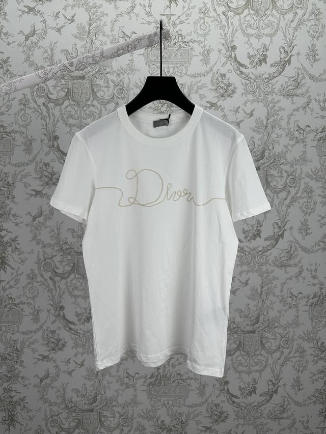 Dior 25Ss New Regular Fit T-Shirt, Burgundy Cotton Plain Knit Fabric, Dior Ribb