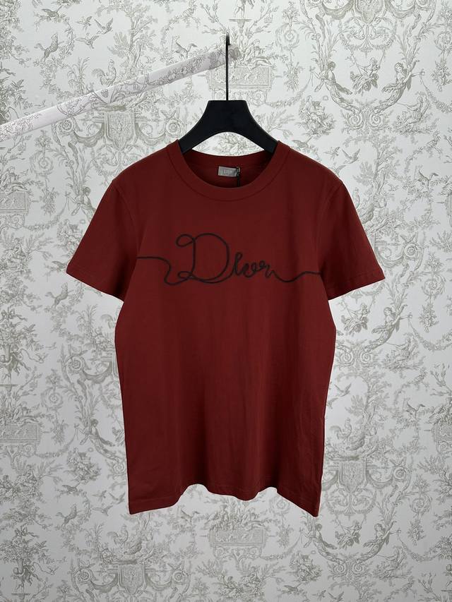 Dior 25Ss New Regular Fit T-Shirt, White Cotton Plain Knit Fabric, Dior Ribbon
