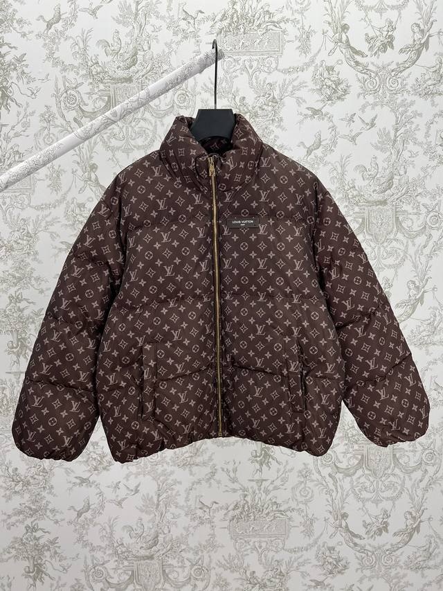 Louis Vuitton 25Ss New All-over Print Down Jacket, Hand-stitched Brown Brand Le