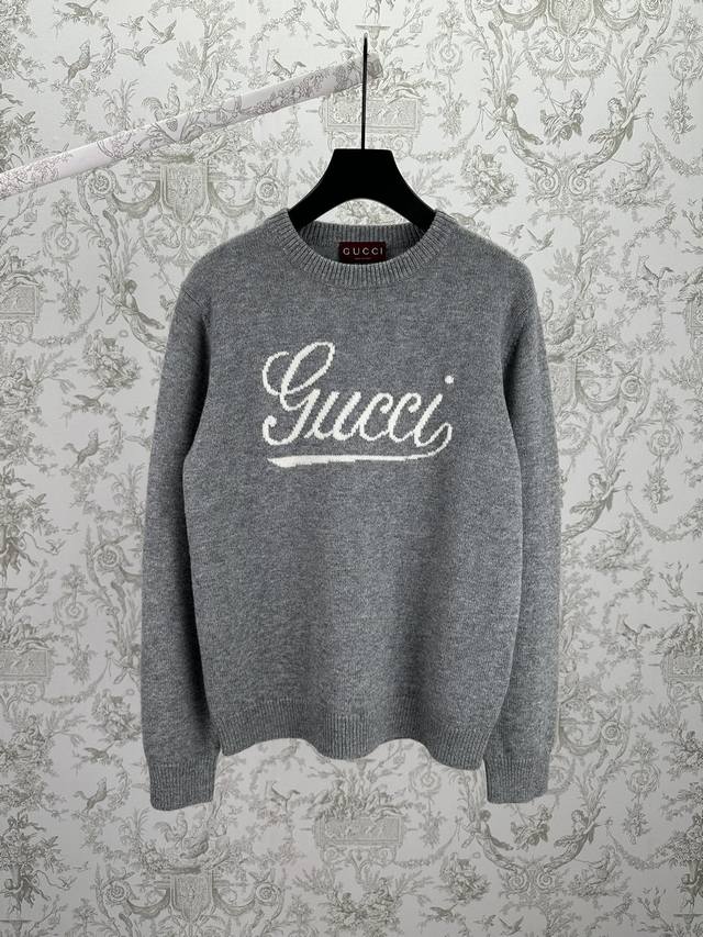 G Brand 25Ss New Gucci Logo Intarsia Crew Neck Pullover Long Sleeve Sweater Unis