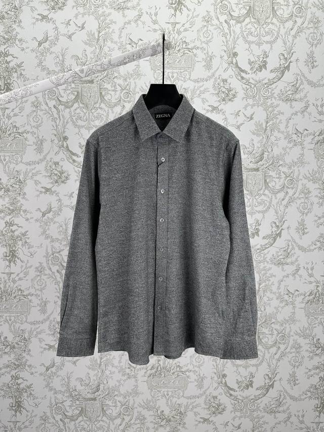 Zegna 25Ss New Solid Color Shirt with Pointed Collar Design and Classic Color-B