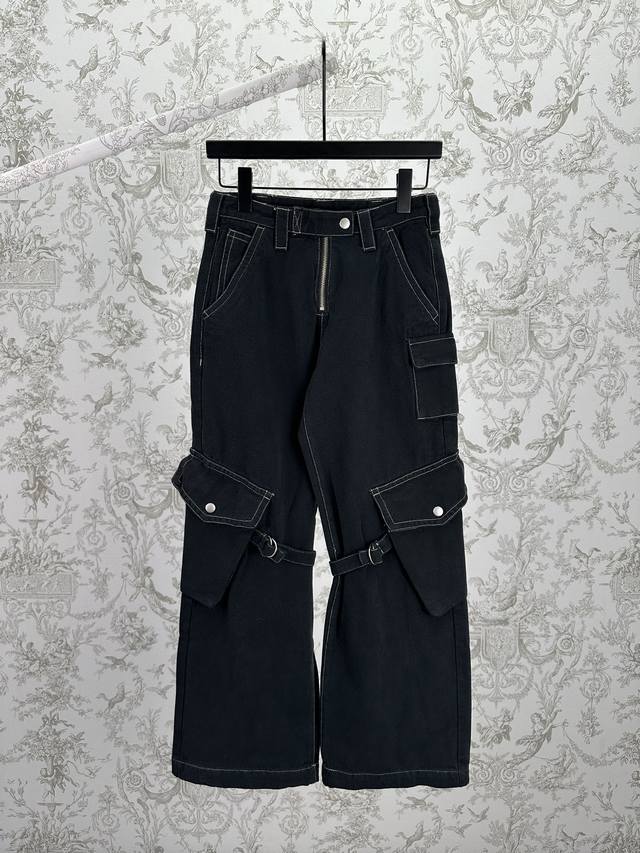 Ac 25Ss New Retro Distressed Multi-Pocket Loose Straight Leg Cargo Pants, Unisex