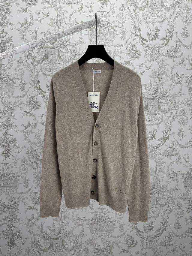 Burberry 25Ss New Solid Color Single-Breasted V-Neck Long-Sleeve Cardigan Cashm