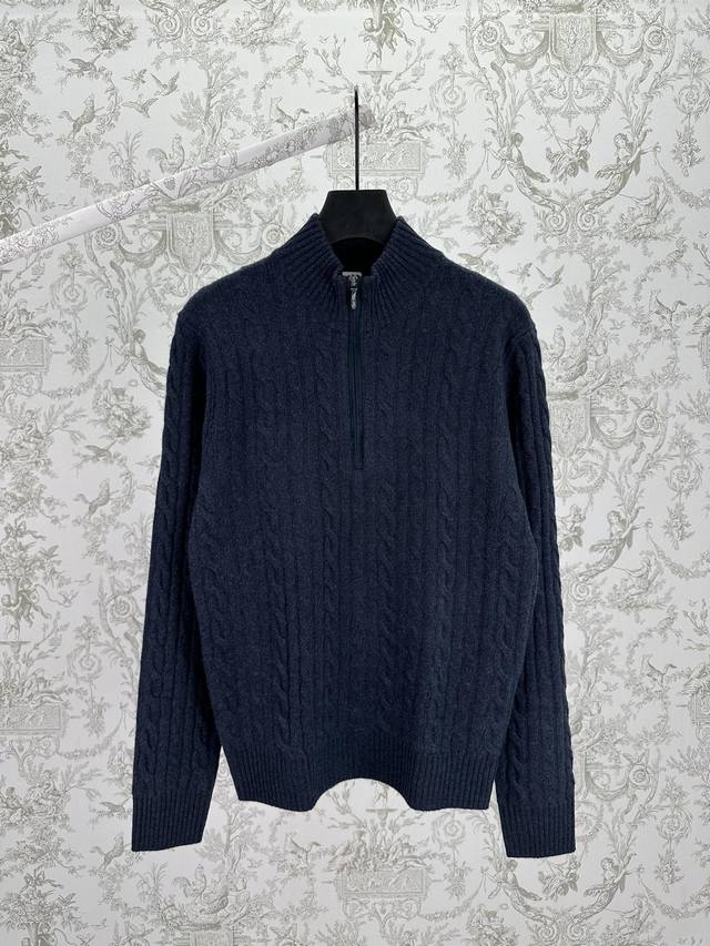 Lp25Ss New Men's High Neck Knit Sweater, cashmere high neck mixed color knit swe