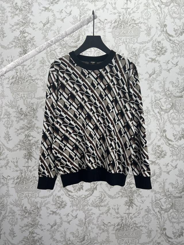 Fendi 25Ss New Color-Blocked Wool Sweater, Standard Cut Crew Neck. Made of jacq