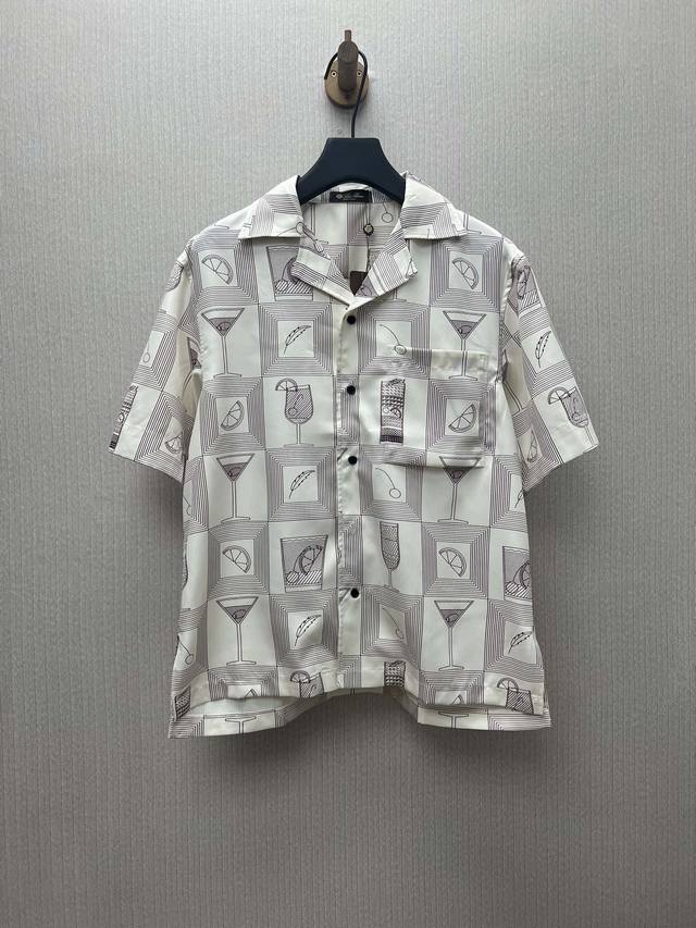 Lp25Ss New Loose-fitting Open Collar Printed Shirt, High-quality Sizes: SMLXL.