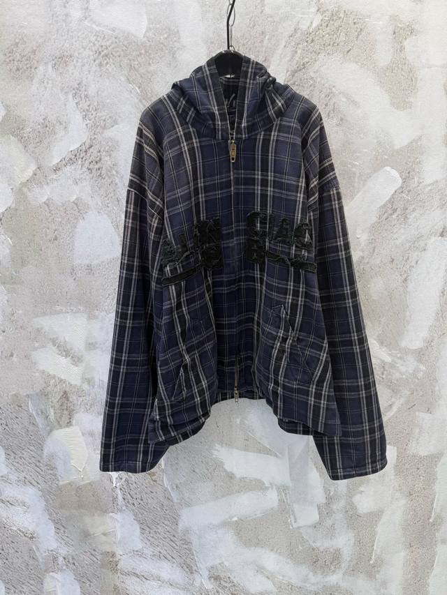 Balenciaga 25Fw88 Purple Checkered Appliqu