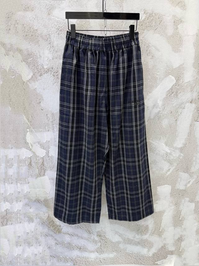 Balenciag* Blcg Paris 25 New Plaid Pants, Pure Cotton Flannel Fabric, Washed Dis