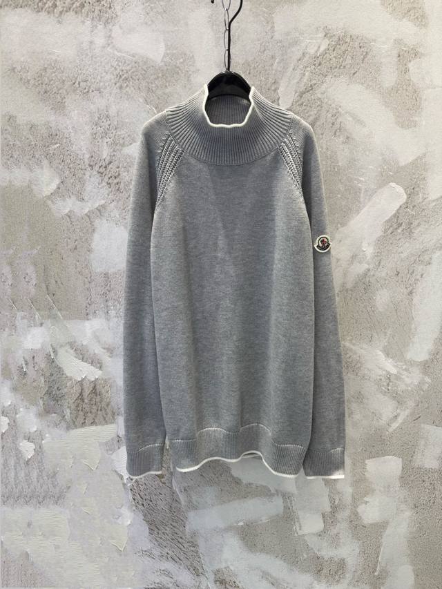 Moncle High-Quality Pure Wool Logo High-Neck Knit Long-Sleeve Sweater ( ) This s