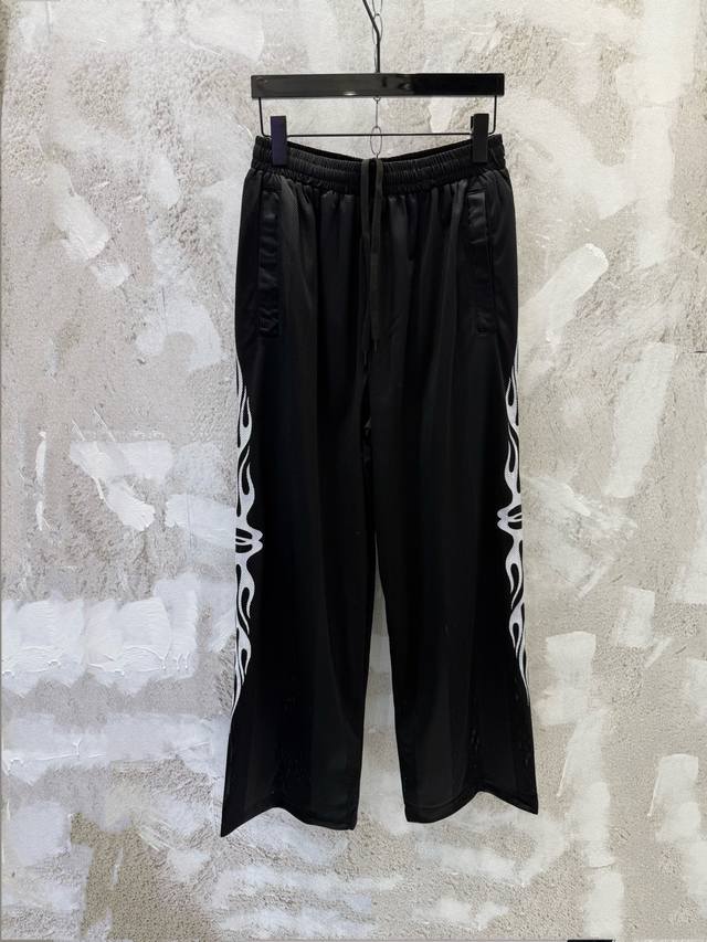Blcg Paris Burning Unity Baytrapants Mesh Flame Print Casual Sports Pants Size: