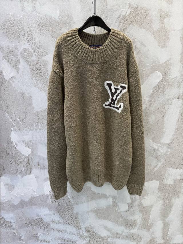 LV25Fw Khaki Mirror Sweater, Soft and Thick Wool and Yak Wool Blend, Super Warm