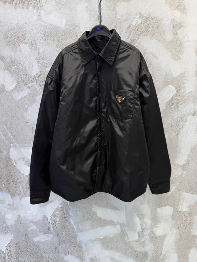 prad*25Fw Autumn/Winter New Triangle Leather Label Recycled Nylon Shirt-Style Co