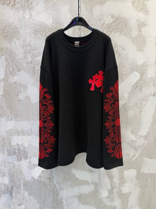 Chrome Hearts 25Fw Wool Patent Leather Sweater, Heavy-duty, Limited Stock. The