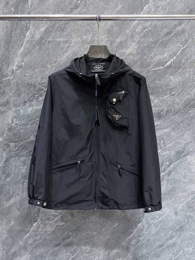 Prada 2025 Spring New Casual Jacket, latest fashionable casual zip-up jacket, s