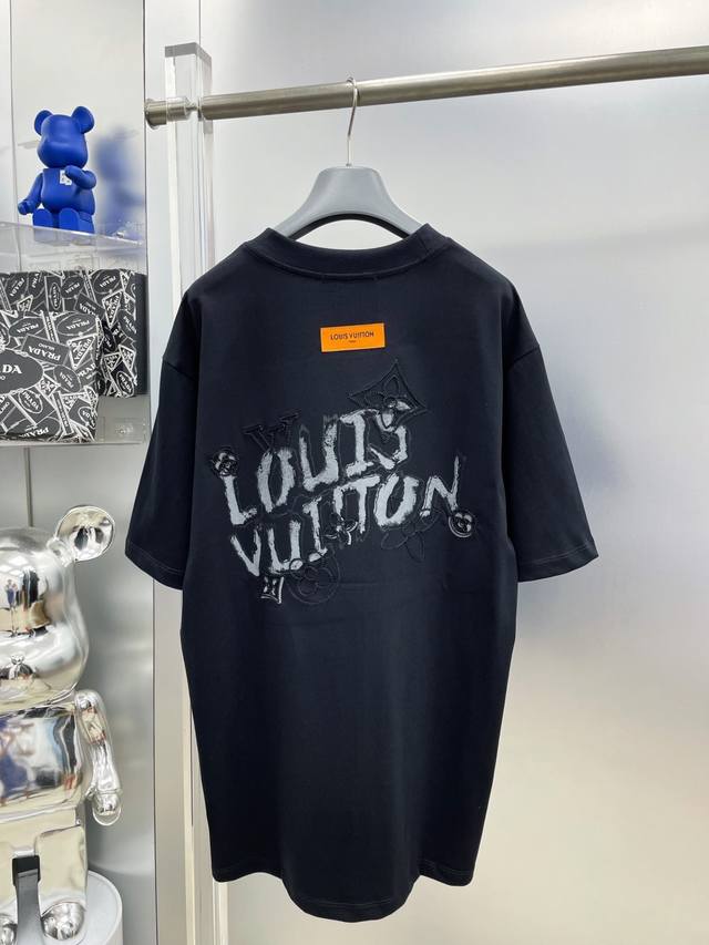 LV Louis Vuitton 2025 Summer New Hand-painted Embroidered Floral Letter Logo Sho