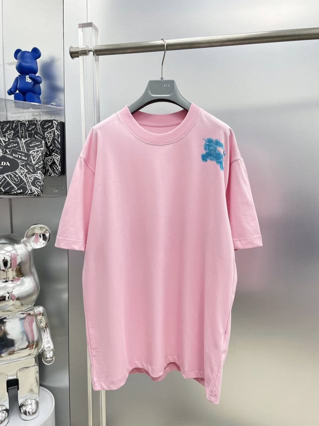 Bbr Burberry High Weight 2025 Summer New Hand-painted Graffiti Horse Print Logo