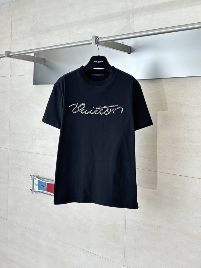 LV Louis Ss26 Early Spring New Beaded Letter Decoration Short-Sleeve T-Shirt Mad