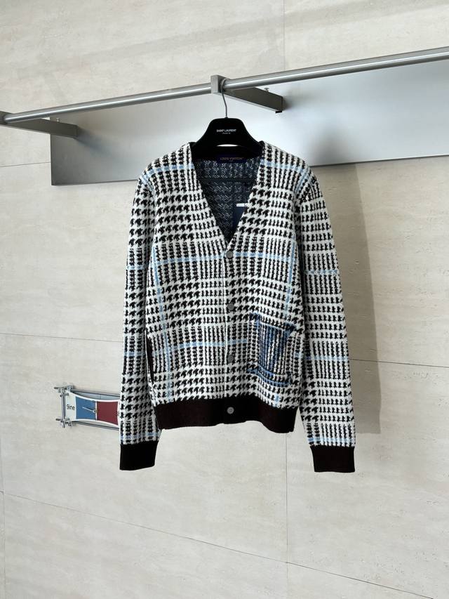 LV Louis Vuitton Ss26 Early Spring New Letter Intarsia Houndstooth Knit Jacquard