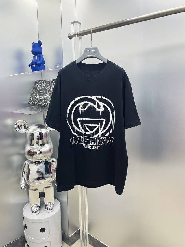 Gu*2025 Summer New Gg Interlocking Print Logo Short-Sleeve Tee. Available in sto