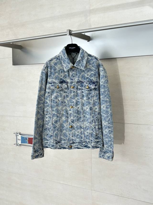 LV Louis Vuitton SS26 Monogram All-over Jacquard Trucker Cowboy Jacket . The fa