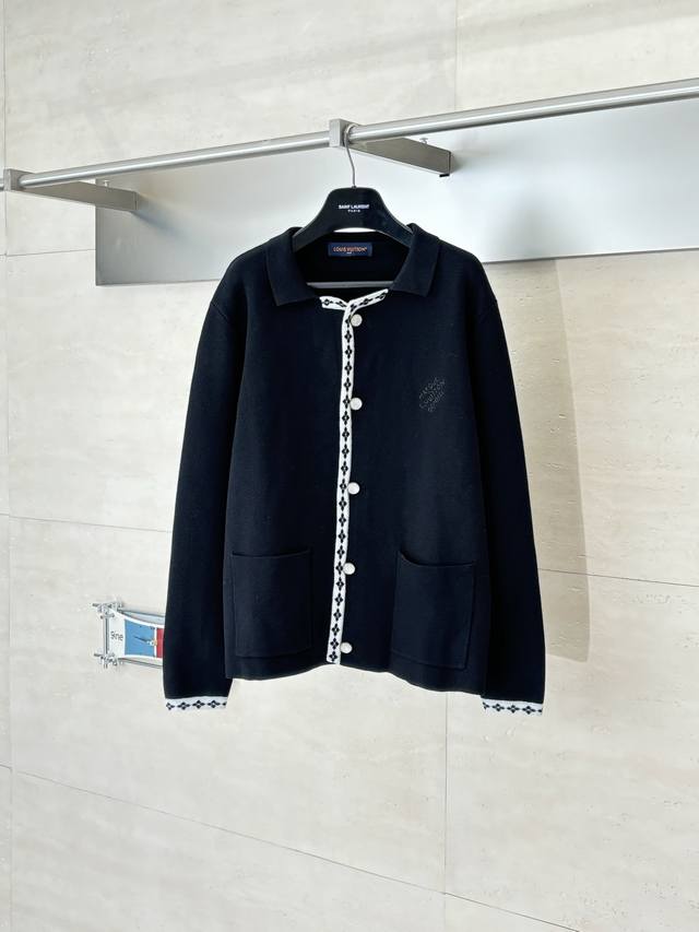 LV Louis Ss25 Preppy Style Color-Blocked Floral Knit Cardigan. Original version