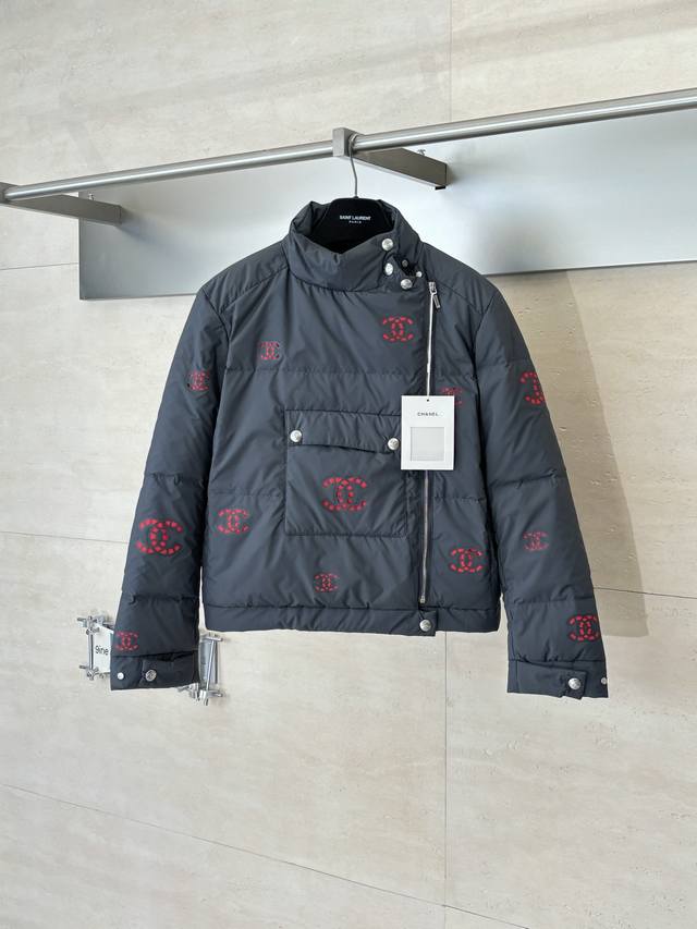 Women's Chanel* Double C Hollow-out Seam-sealed Short Down Jacket Features a qui