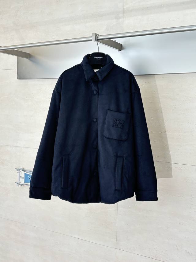 Miumi* Solid Color Logo Wool Snap-Button Down Jacket ( ). Originally purchased f