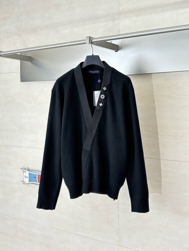 LV Louis Vuitton Fw25 Nigo Collaboration Mixed-Embellished Cardigan V-Neck Knit