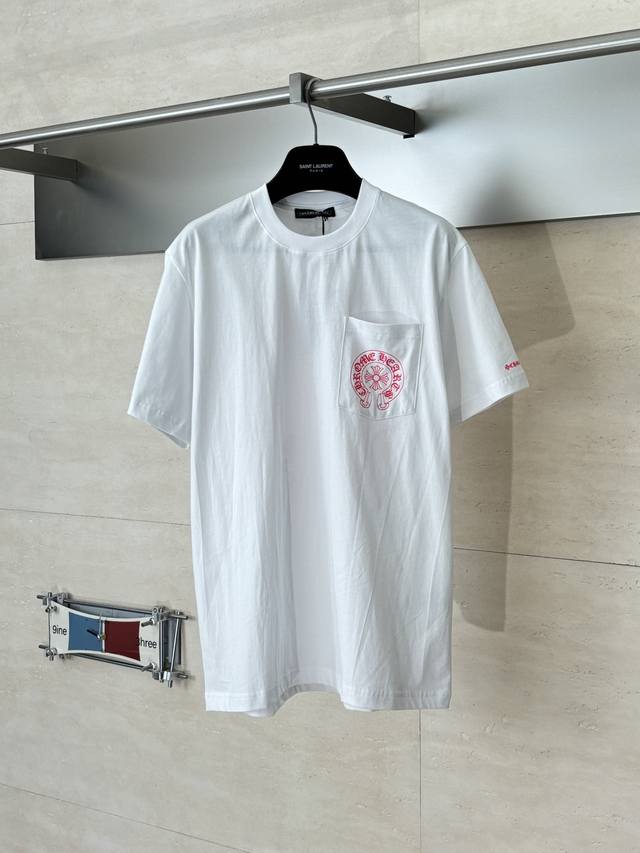 Chrome Heart* Horseshoe Pocket Print Short-Sleeve T-Shirt. Made with the same he