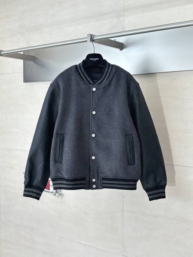 LV Louis Vuitton Fw24 Pearl Button Embroidered Leather Jacket Baseball Jacket Th