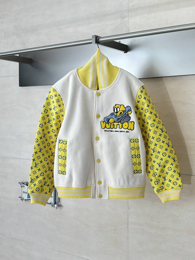 LV Louis Vuitton 23Ss Polka Dot Dog All-Over Embroidered Leather Sleeve Baseball