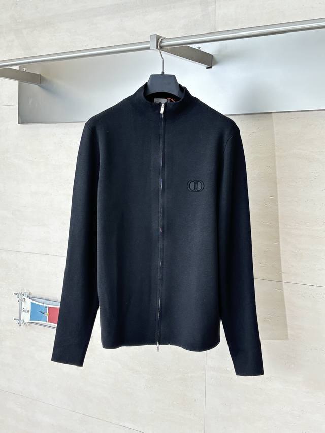 Dio* Dior Lcon 25Fw Solid Color Cd Embroidered Zipper Knit Sweater Cardigan Cust